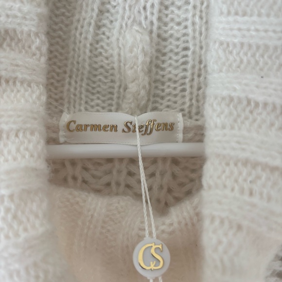 Carmen Steffens Maison White Cream Chunky Knit Sweater Dress Turtle Neck NWT - Picture 5 of 12